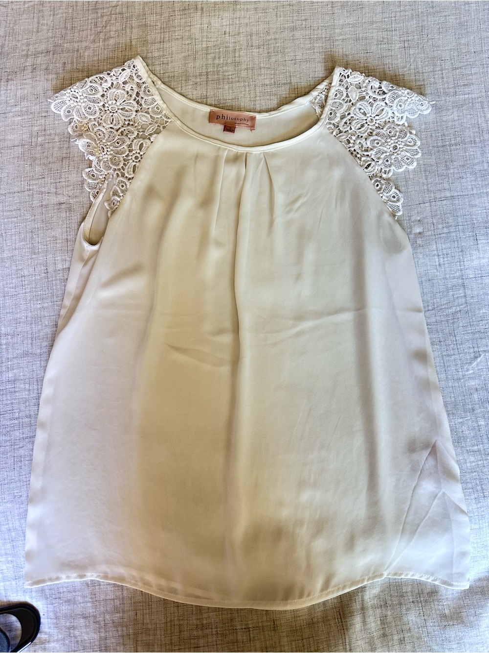 Philosophy Cream Lace-Trim Sleeveless Camisole